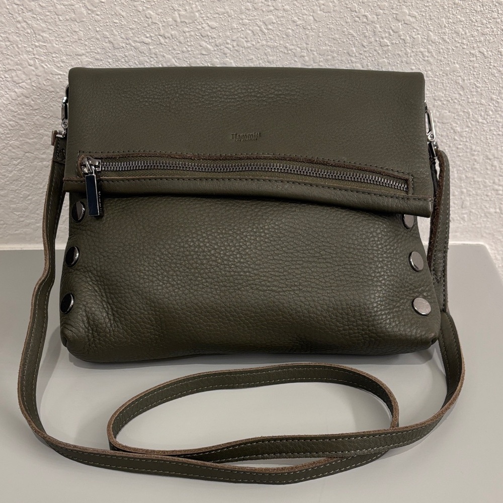 Hammitt Olive Green Leather VIP Medium with Gunmetal